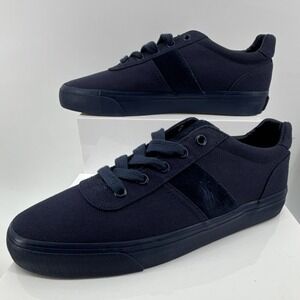 Polo Ralph Lauren Hanford Men's Blue Canvas & Suede Lace-Up Sneakers US 7.5 D